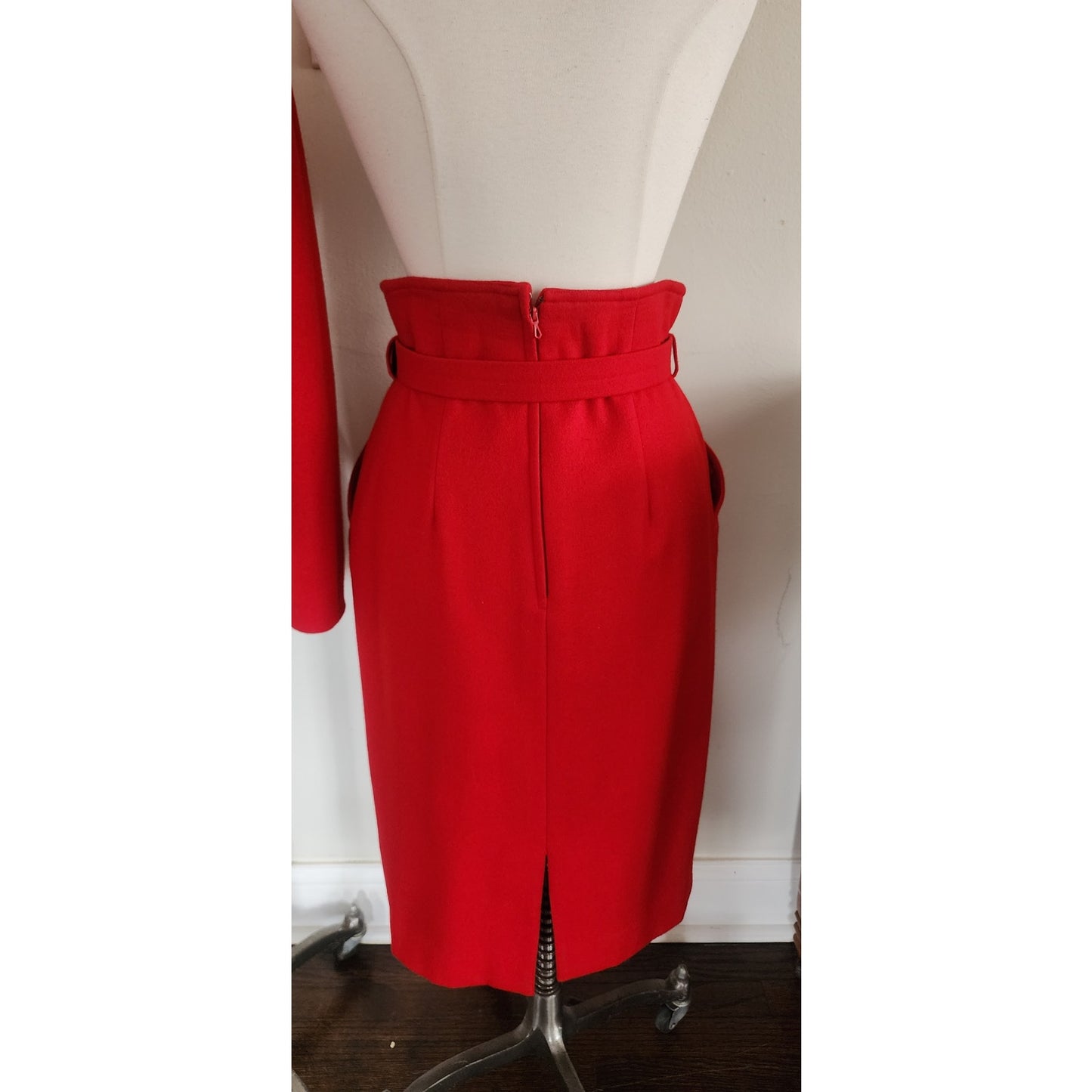 Vintage 1980s GUY LAROCHE Skirt Suit Red Wool DOCUMENTED 1989 / M