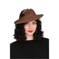 Vintage 1970s Brown Wool Ladies Hat w/Feather Wide Brim