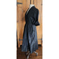 Vintage 50s Black Satin Dress Button Front Short Sleeves