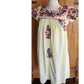 Vintage 60s Mexican Dress Floral Embroidery Pale Yellow