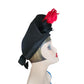 Vintage 1930s Black Tilt Hat Sculptural High Crown Feather Asymmetrical Art Deco 23"