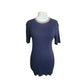 Vintage 90s D&G Dolce & Gabbana Ribbed Knit Mini Dress Blue Beige Trim
