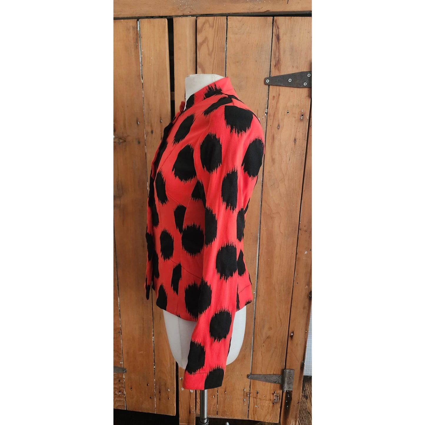 Bitte Kai Rand Blazer Orange Black Spots Ikat Print Danish Art to Wear NWT