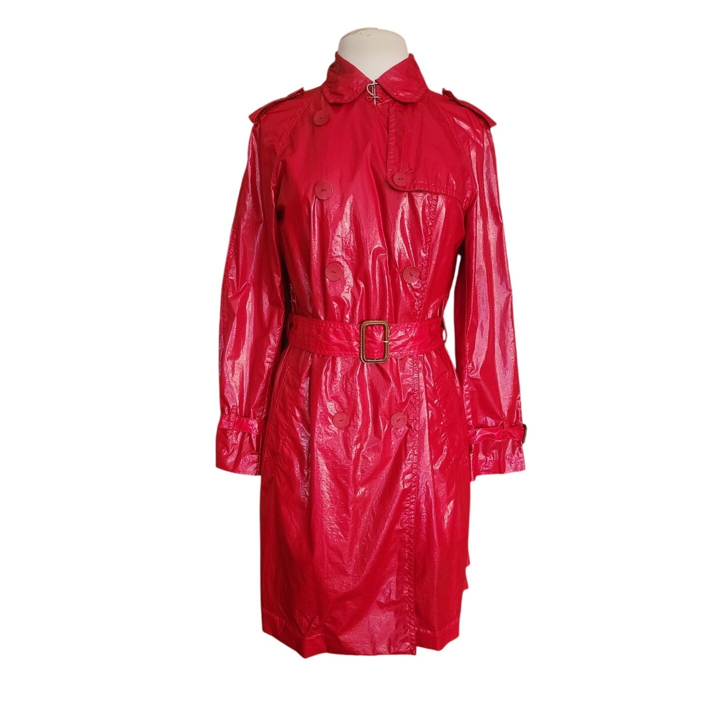 3.1 Phillip Lim Red Trench Coat Raincoat with Belt 2010s