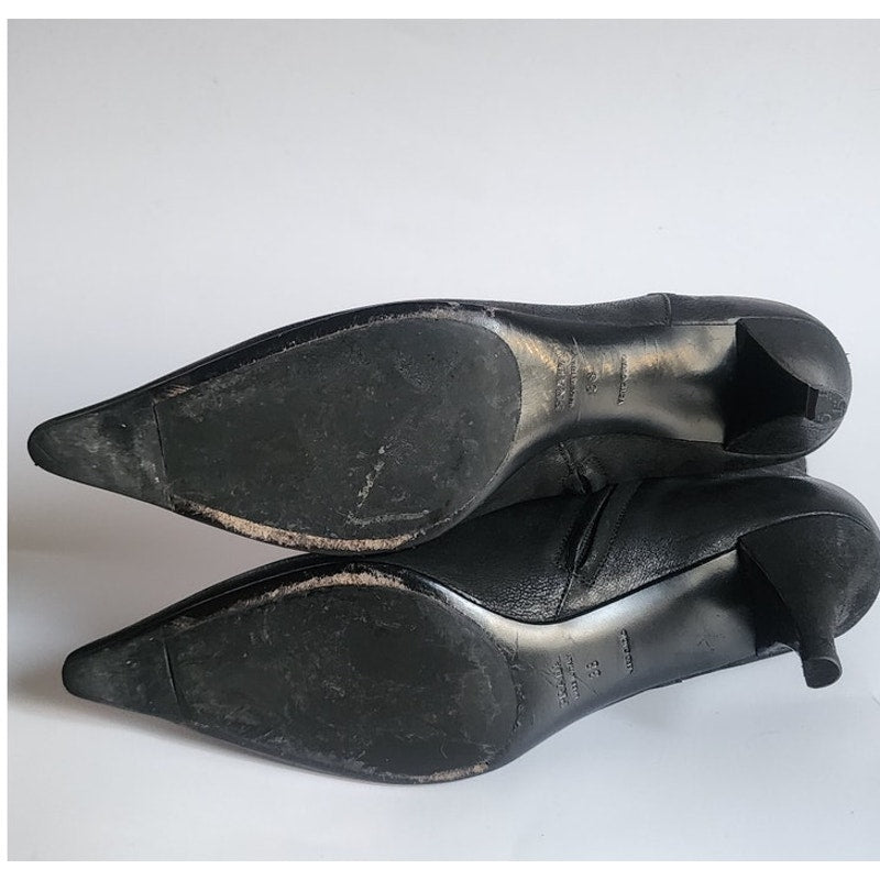 PRADA Ankle Boots Black Leather New in Box Size 38 VG++
