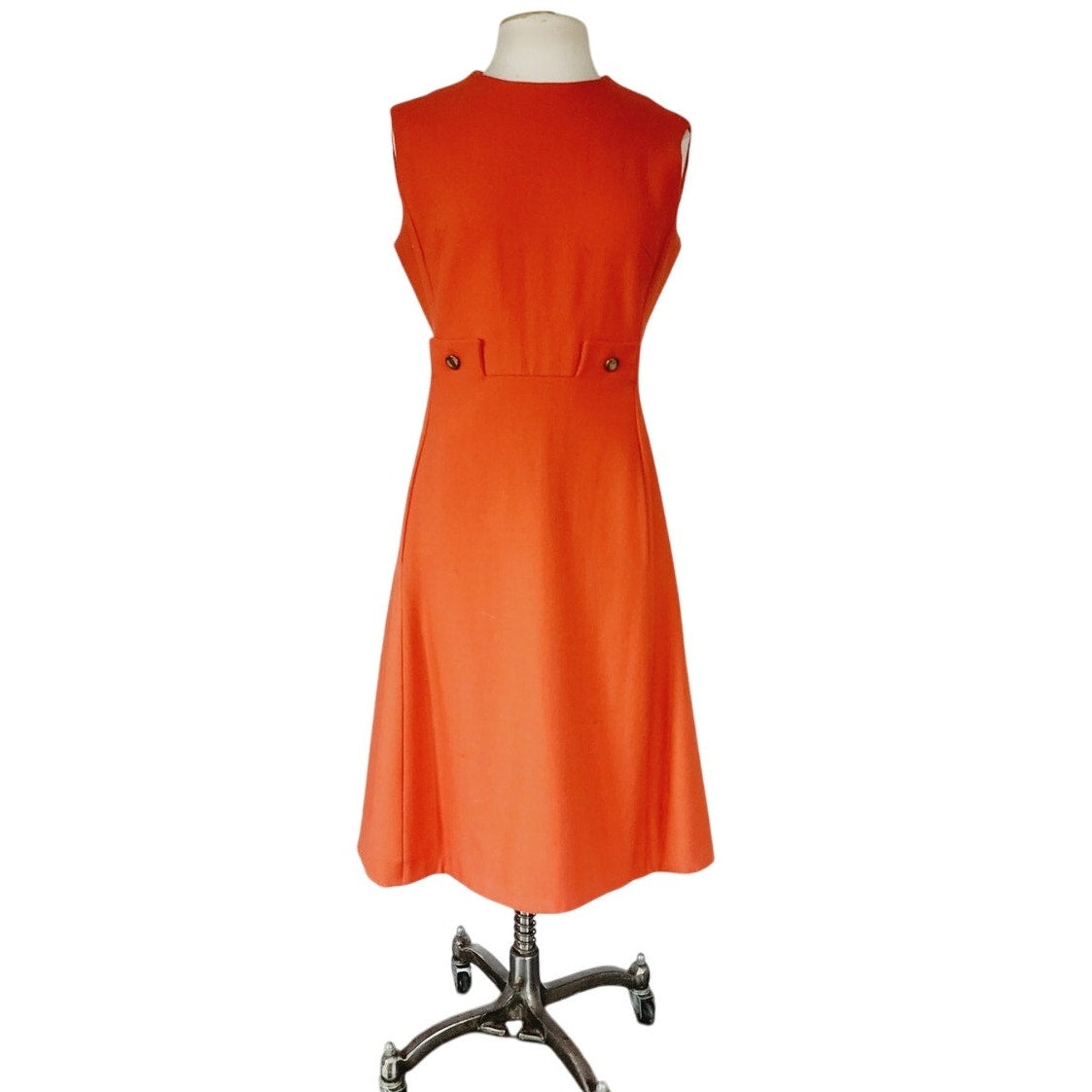 Vintage 60s Orange Dress Mod A Line Skirt / Medium
