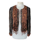 Vintage 90s Sandy Starkman Bohemian Crochet  Embellished Fringe Jacket Art to Wear
