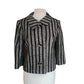 Vintage 60s SYBIL CONNOLLY Mod Cropped Blazer Gray Wool Tweed Black Stripes Large Collar