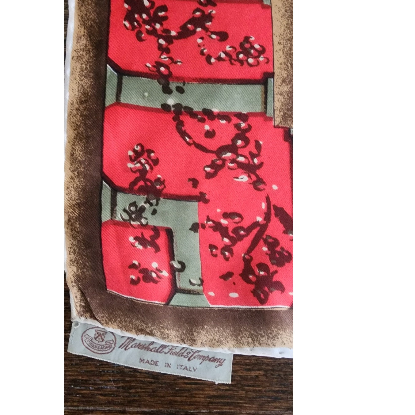 Vintage 40s Silk Scarf Italian Renaissance Painting Venice Port Ships Carpaccio Marshall Field