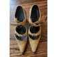 Vintage Bottega Veneta Shoes Mustard Yellow Suede Heels Dual Strap Buckle D'Orsay Pumps 7.5