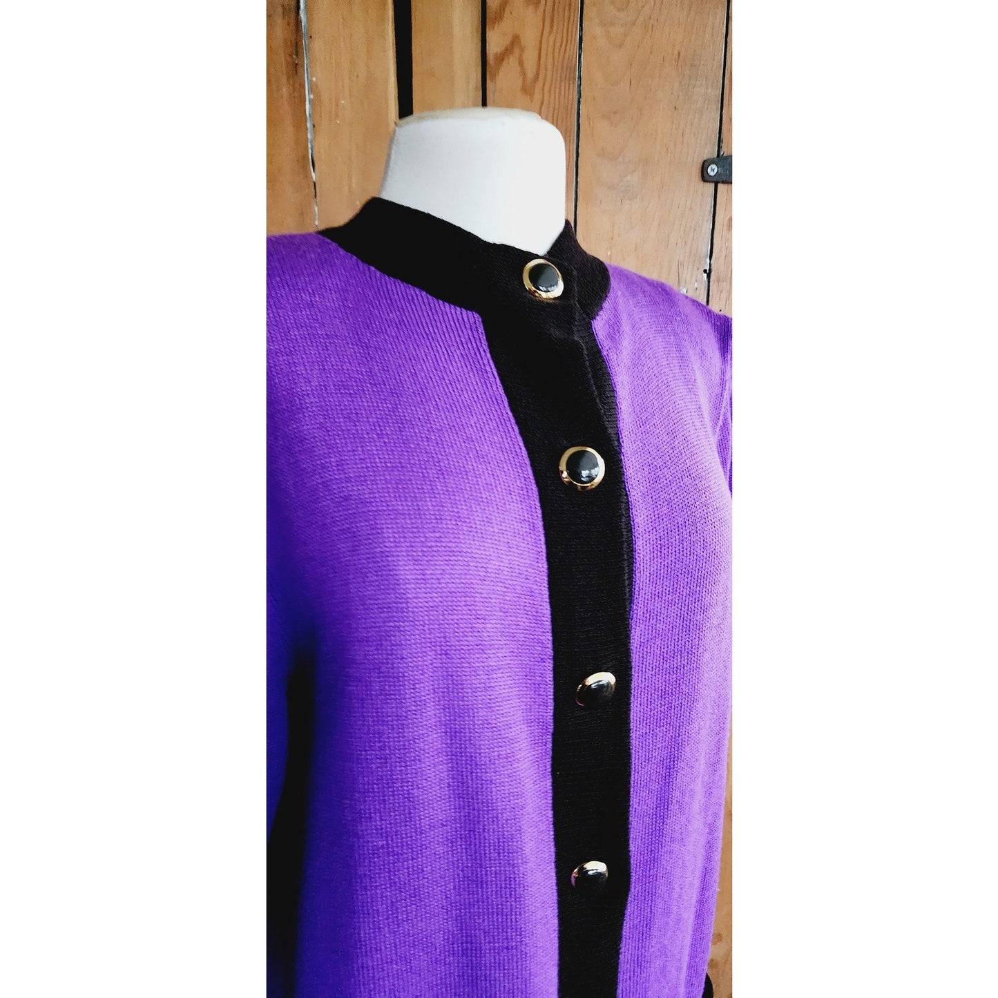 Vintage 80s St John Sweater Jacket Purple Knit