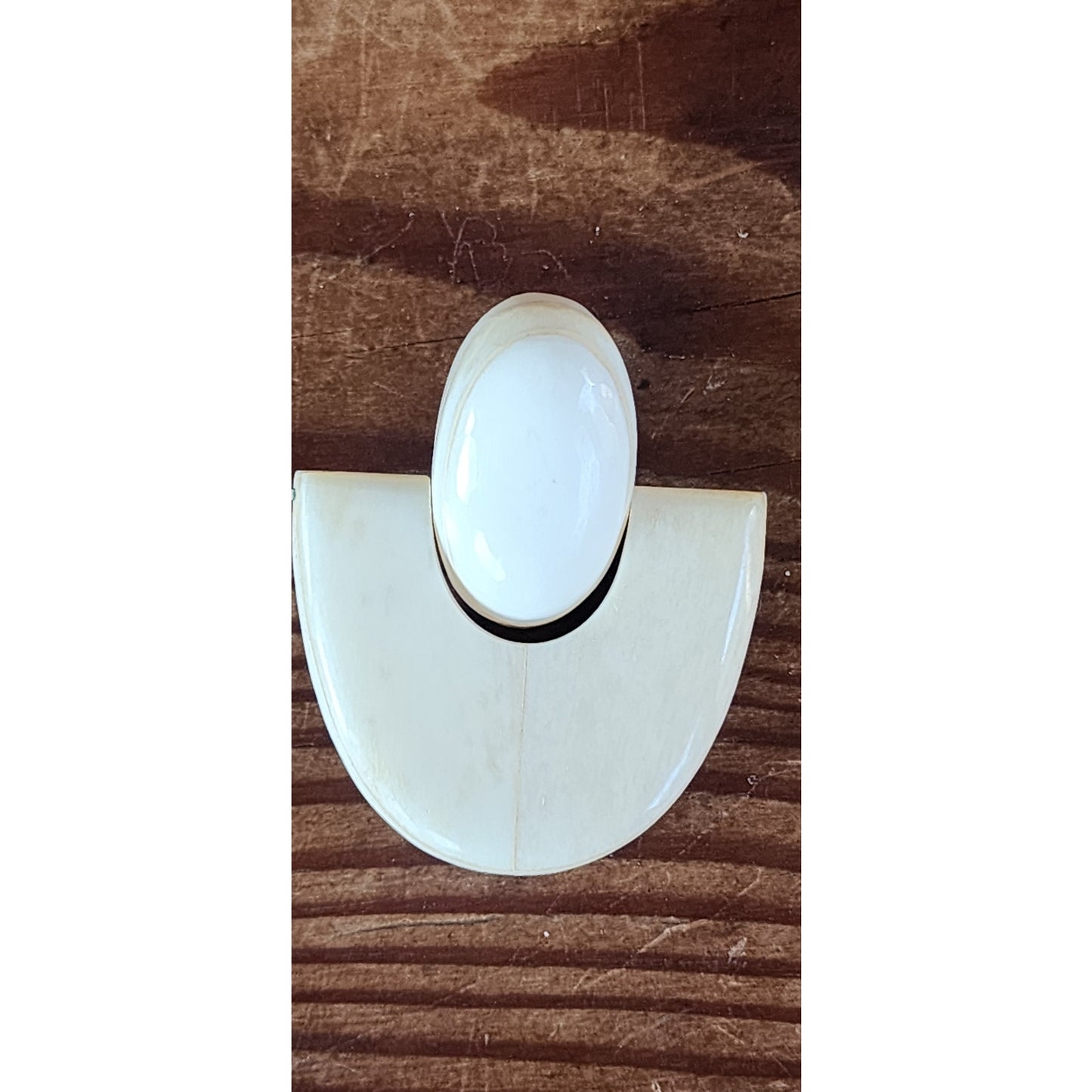 80s Bone Earrings Cream Oversized Geometric Clips