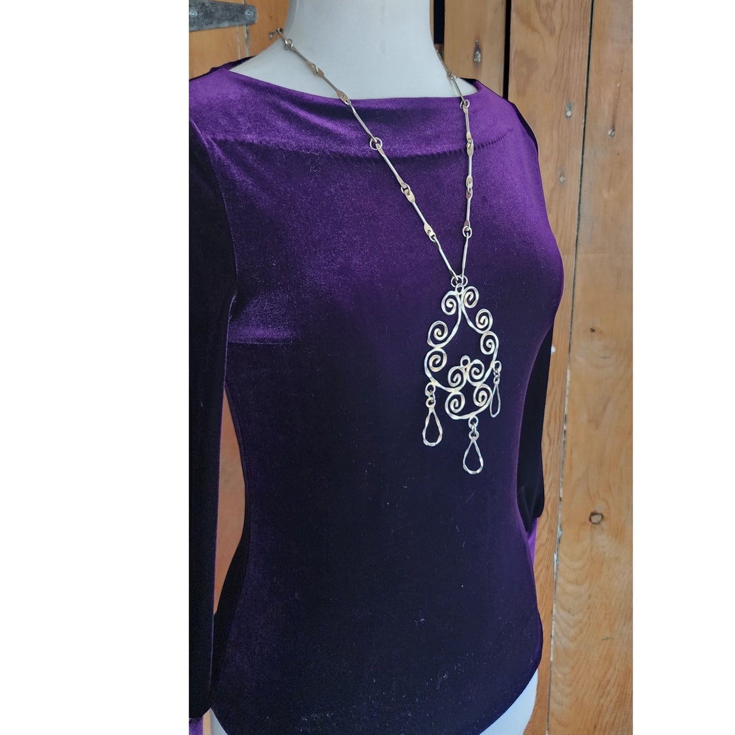 Vintage 1960s Boho Pendant Necklace Spiral Scrolls