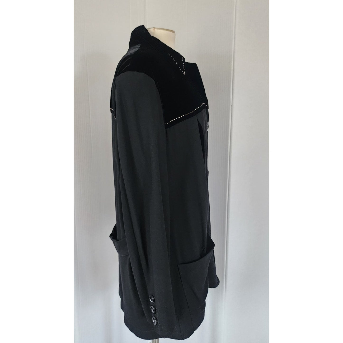 Vintage 40s Style  Black Jacket Velvet Blazer 90s Zelda