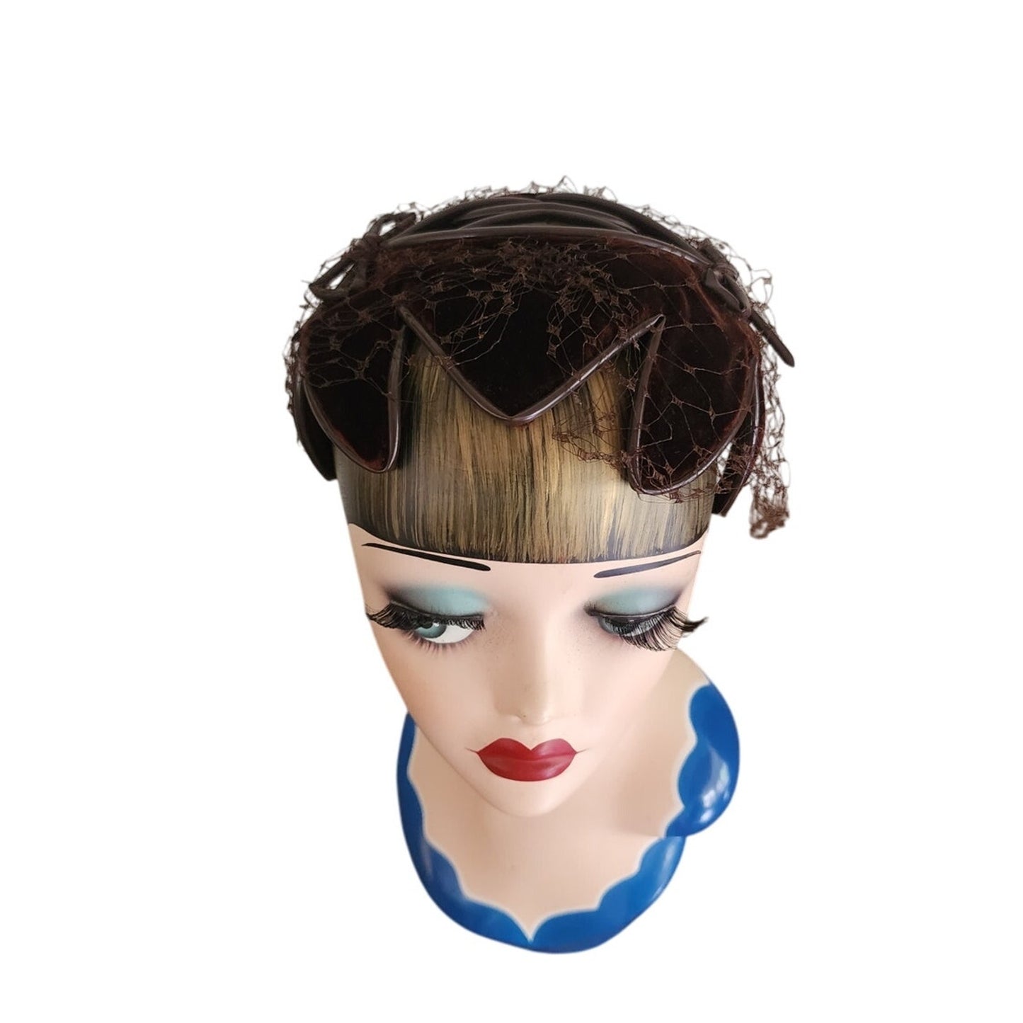 Vintage 1950s Bes-Ben Hat in Brown Velvet w/Bows Chicago Midcentury Millinery