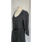 Cynthia Ashby Striped Linen Dress Dark Gray Long Sleeves Pockets