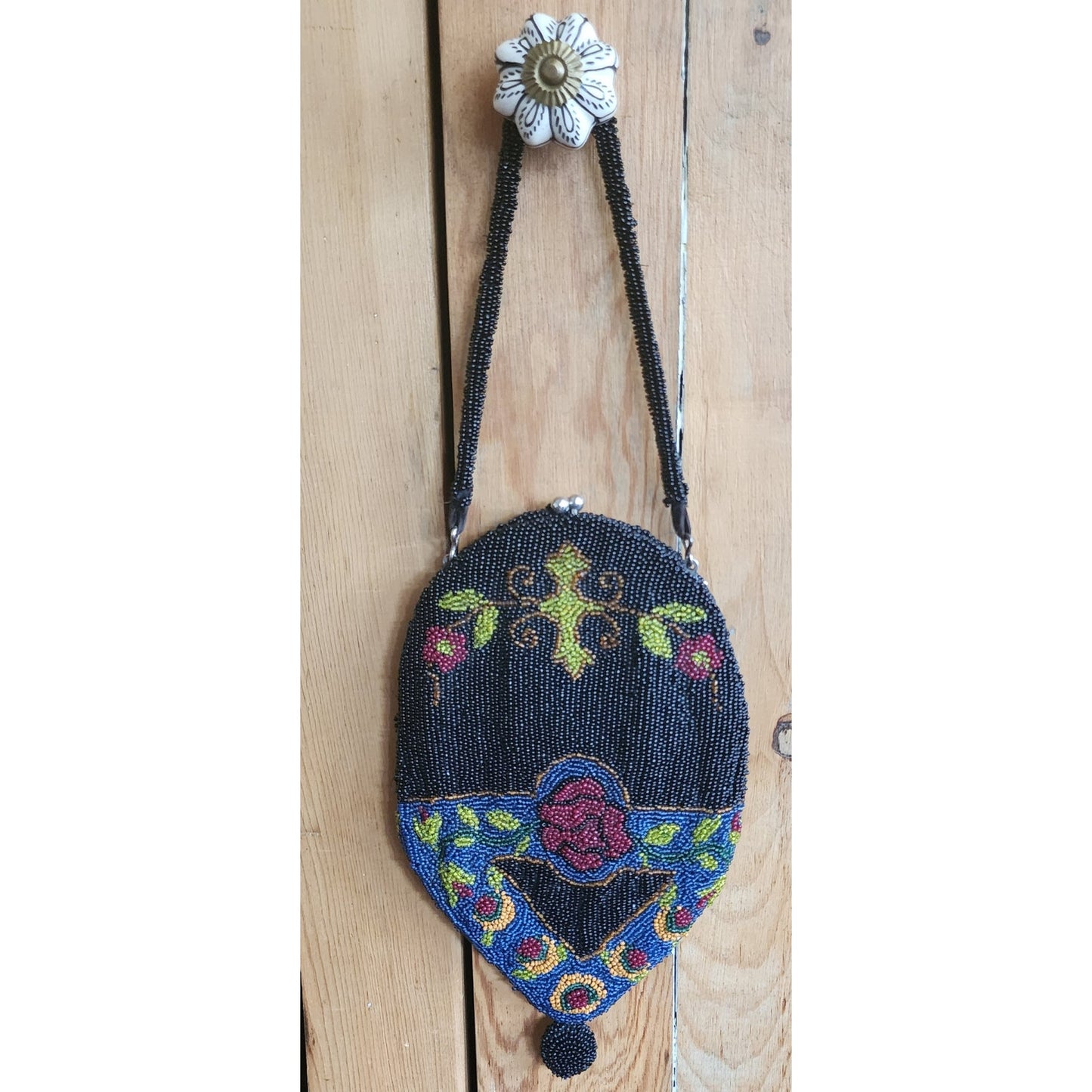 Vintage 1910s Evening Bag Beaded Purse Art Nouveau