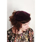 Vintage 50s Hat Burgundy Red Velvet w/Beaded Floral Trim by Anne Savel
