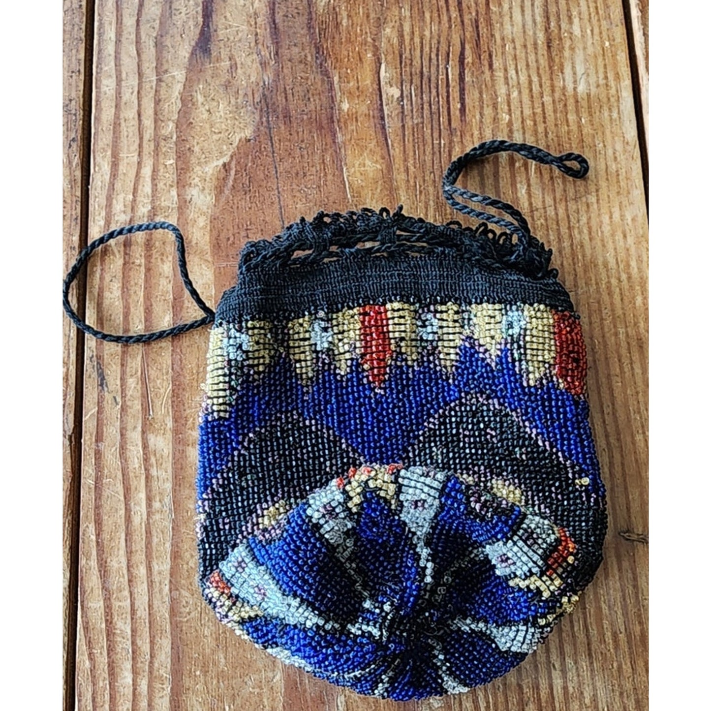 Antique 1920s Beaded Bag Vintage Art Deco Purse Drawstring Flapper Reticule