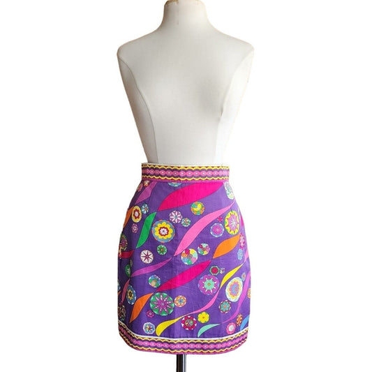 Vintage 60s 70s Pucci Skirt Purple Floral Print A Line