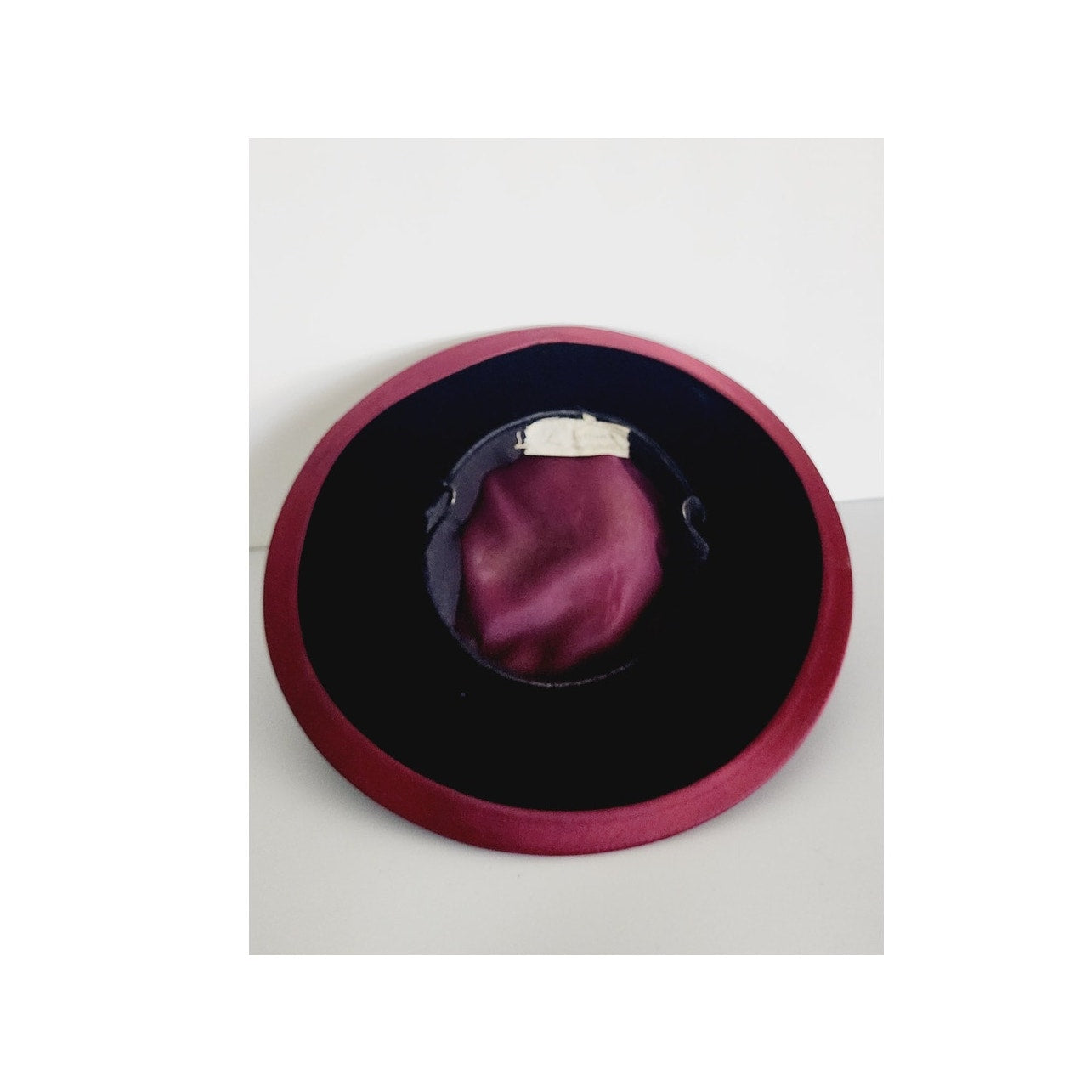 Vintage 50s Saucer Hat Burgundy Red Velet Satin Lytton's