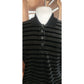 Vintage 1990s Sonia Rykie Velourl Top Black Gray Striped Short Sleeve Knit Polo Shirt