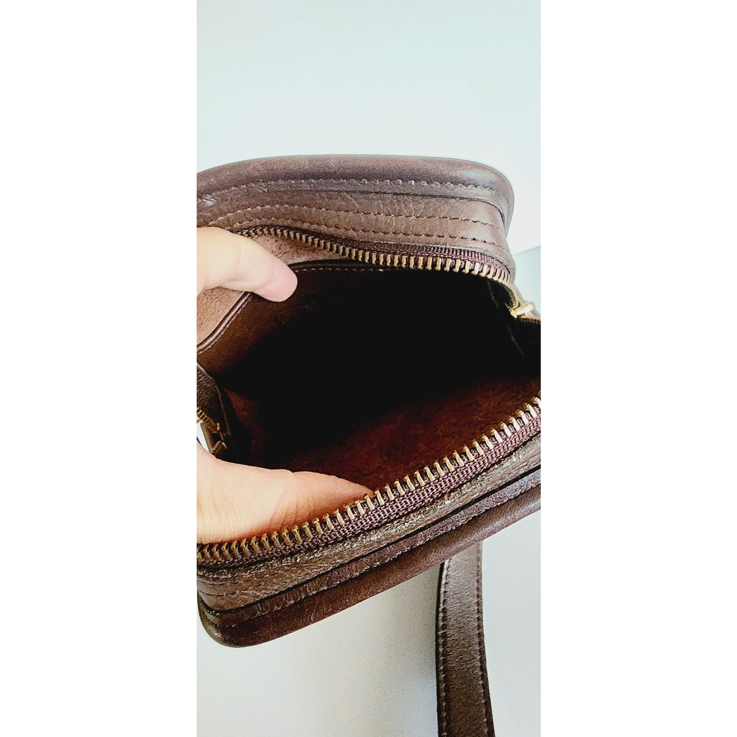 Vintage 90s Coach Bag Kit Camera Brown Leather Crossbody 9973