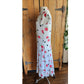 Vintage 80s Cotton Print Dress Polka Dots Red Roses