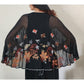 Vintage 70s Janice Wainwright Maxi Dress Embroidered Butterfly Sleeves Capelet