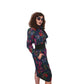 Vintage 1980s UNGARO Sac Dress Dark Floral Print Wool w/Sash Necktie / M