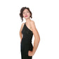 Vintage 1970s Genny by Gianni Versace Jumpsuit Asymmetric Black Rayon One Shoulder Snakeskin Trim Small