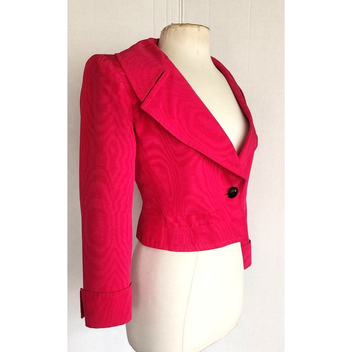 Vintage 1990s YSL Saint Laurent Blazer Pink Fuschia Silk Rive Gauche