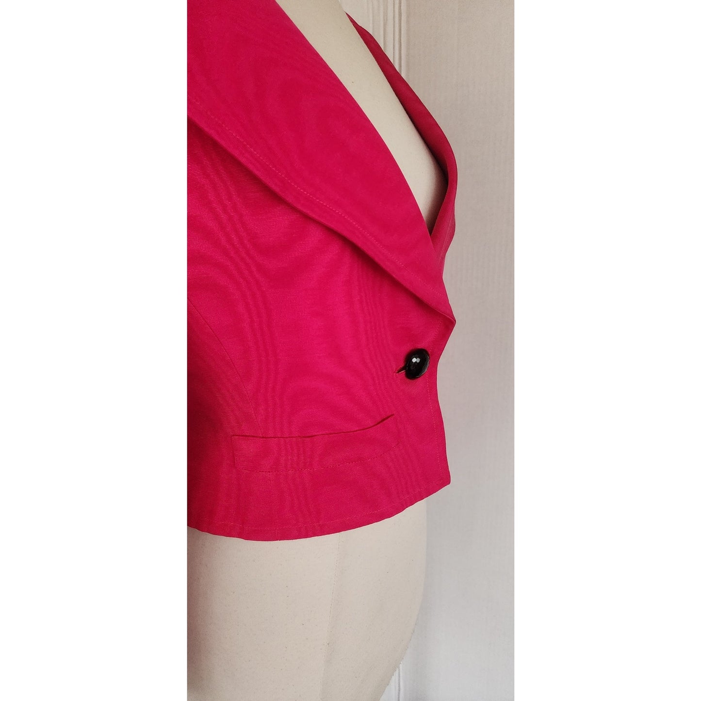 Vintage 90s YSL Saint Laurent Blazer Fuschia Silk Rive Gauche