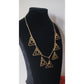 Vintage Gold Necklace Geometric Triangle Pendants Klimt Art Deco Style