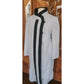 Vintage 1980s Alorna Spring Coat Gray w/Black Art Deco Style Trim / XL