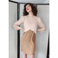 Vintage 80s Beige Brown Dress in Textured Dress Zig Zags Richeline / S