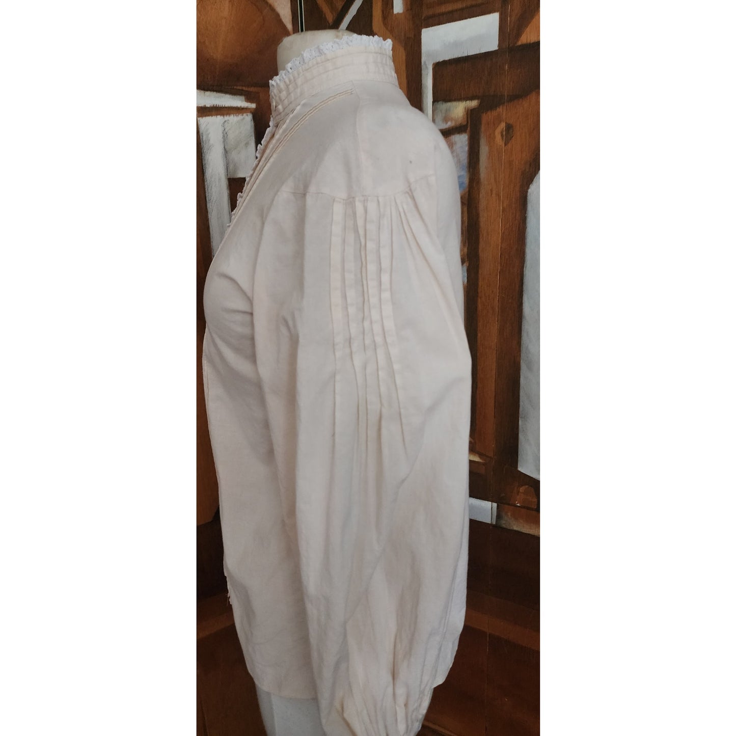 Vintage 80s Laura Ashley Cream Cotton Victorian Revival Blouse