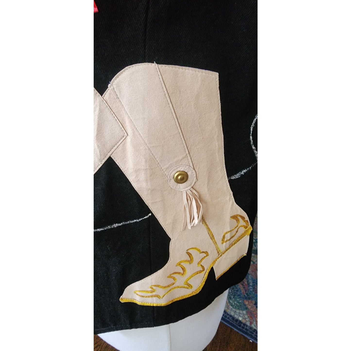 Vintage Womens Vest "Hooked On Country" Cowboy Boots Horses Equestrian Applique / Large