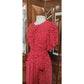 Vintage 1980s Sonia Rykiel Dress Red Polka Dot Rayon Short Sleeved Midi w/Belt