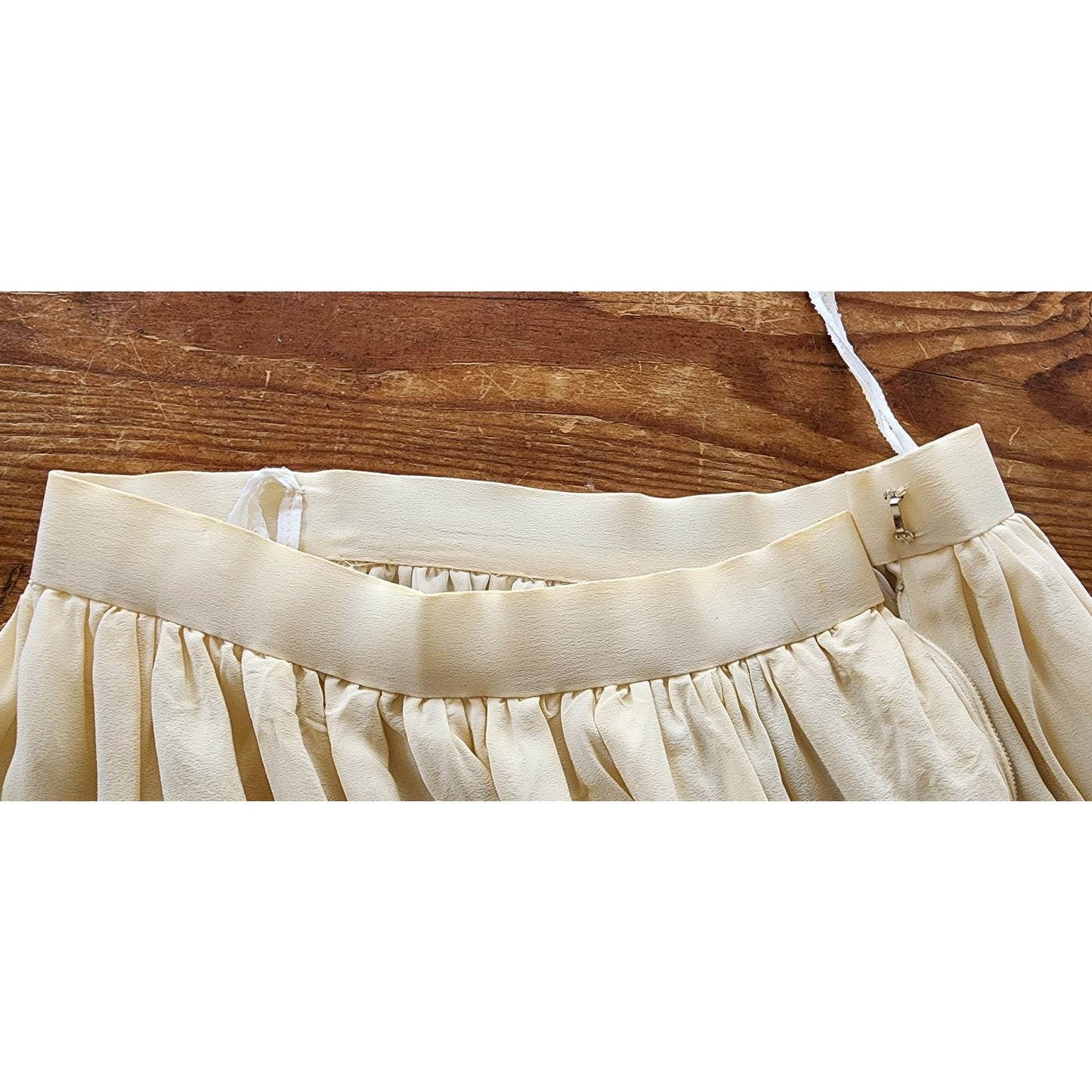 Vintage 70s Oscar de la Renta Cream Silk Skirt Eyelet Lace