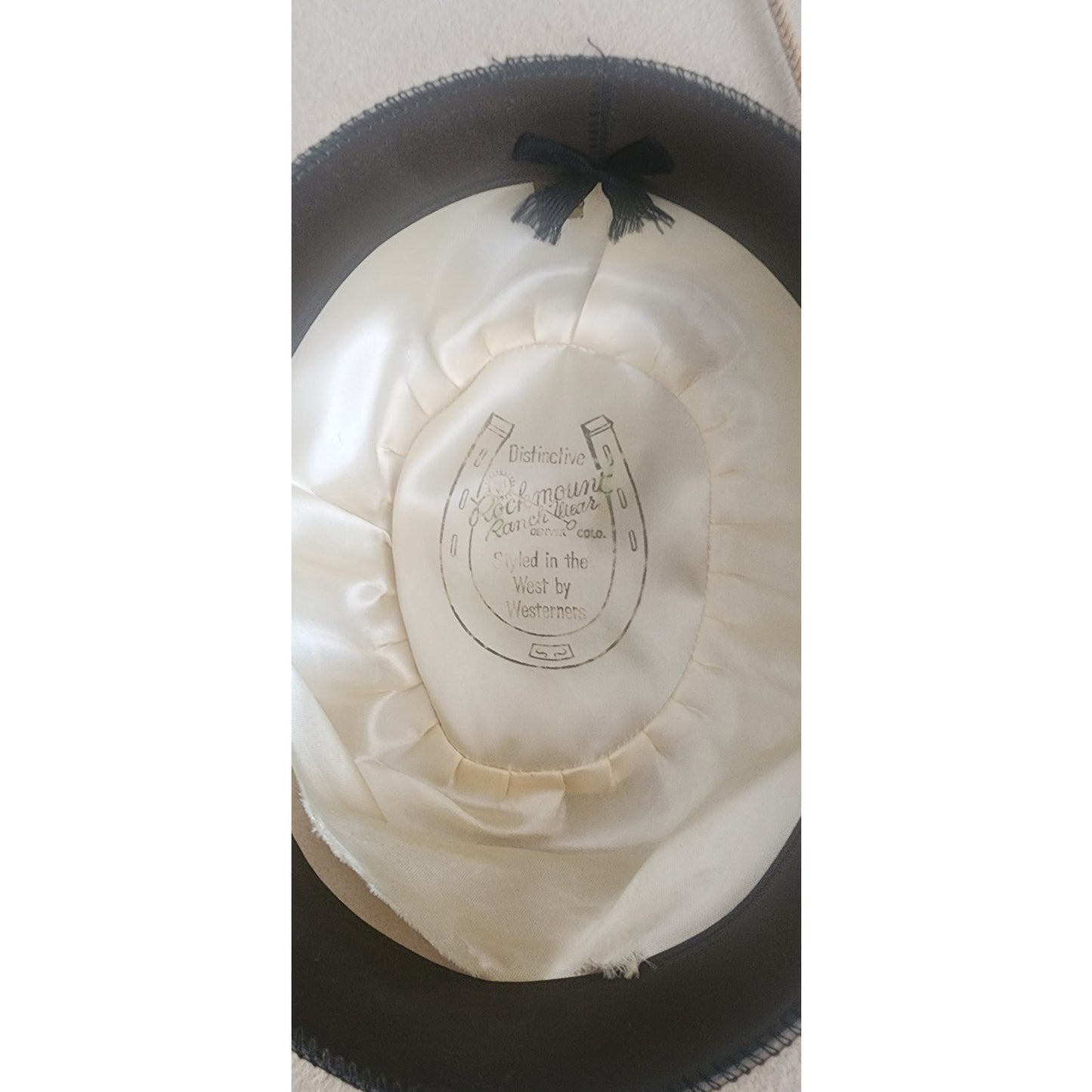 Vintage Beige Cowboy Hat w/Feather by Rockmount Wind River 1850 Size 7 1/4 Mens Unisex