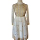 Vintage 70s Boho Party Dress White Gold Organza Chuck Howard