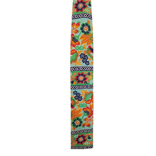 Vintage 60s Mens Necktie Colorful Floral Print Square Bottom Rooster