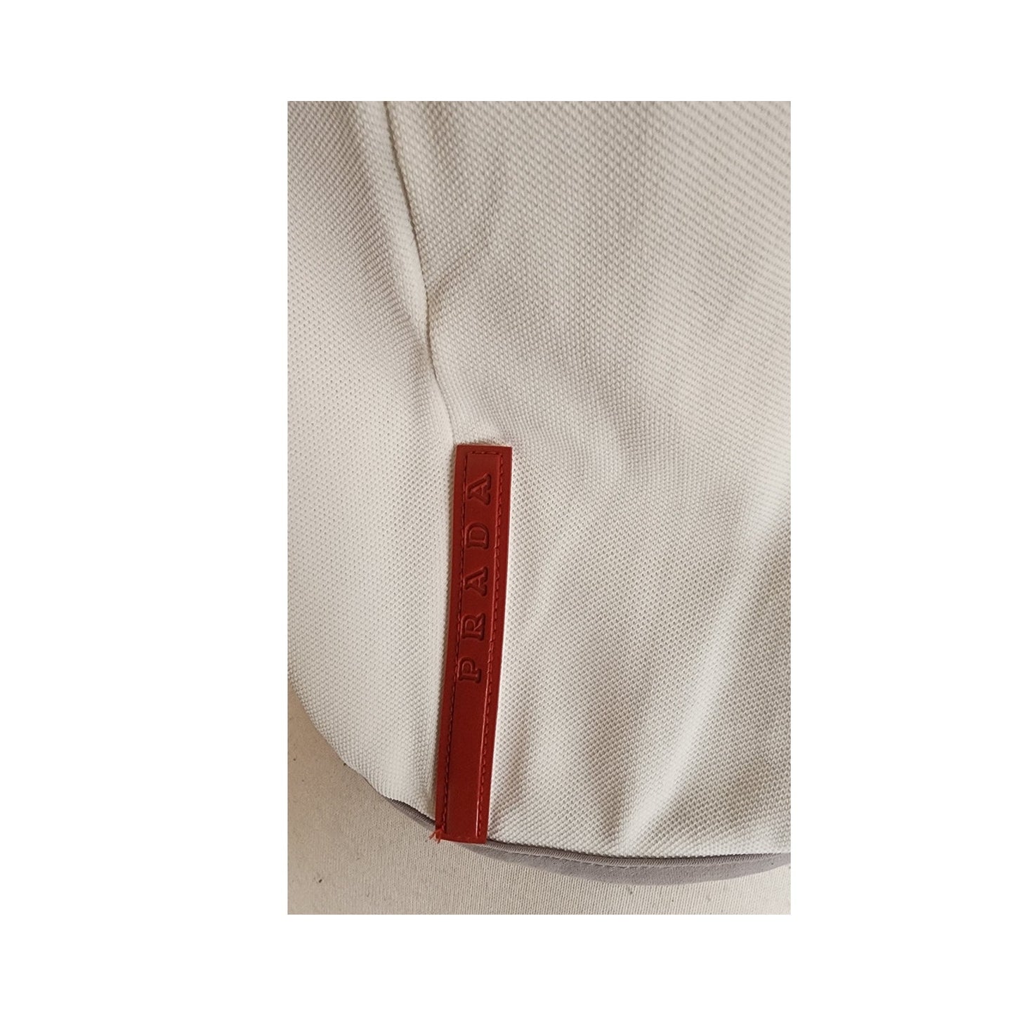 Vintage Y2K 90s Prada Linea Rossa Sport White Crop Top S/S Red Logo Panel