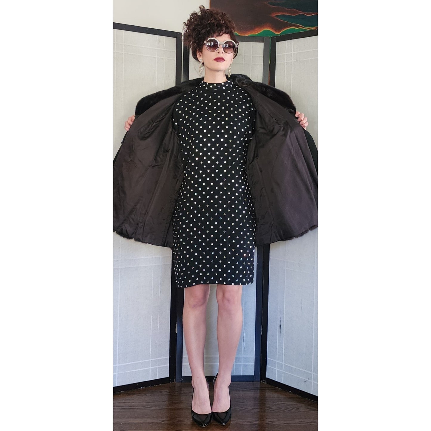 70s Brown Mink Fur Jacket w/Black Suede Panels Lacritz & Picus