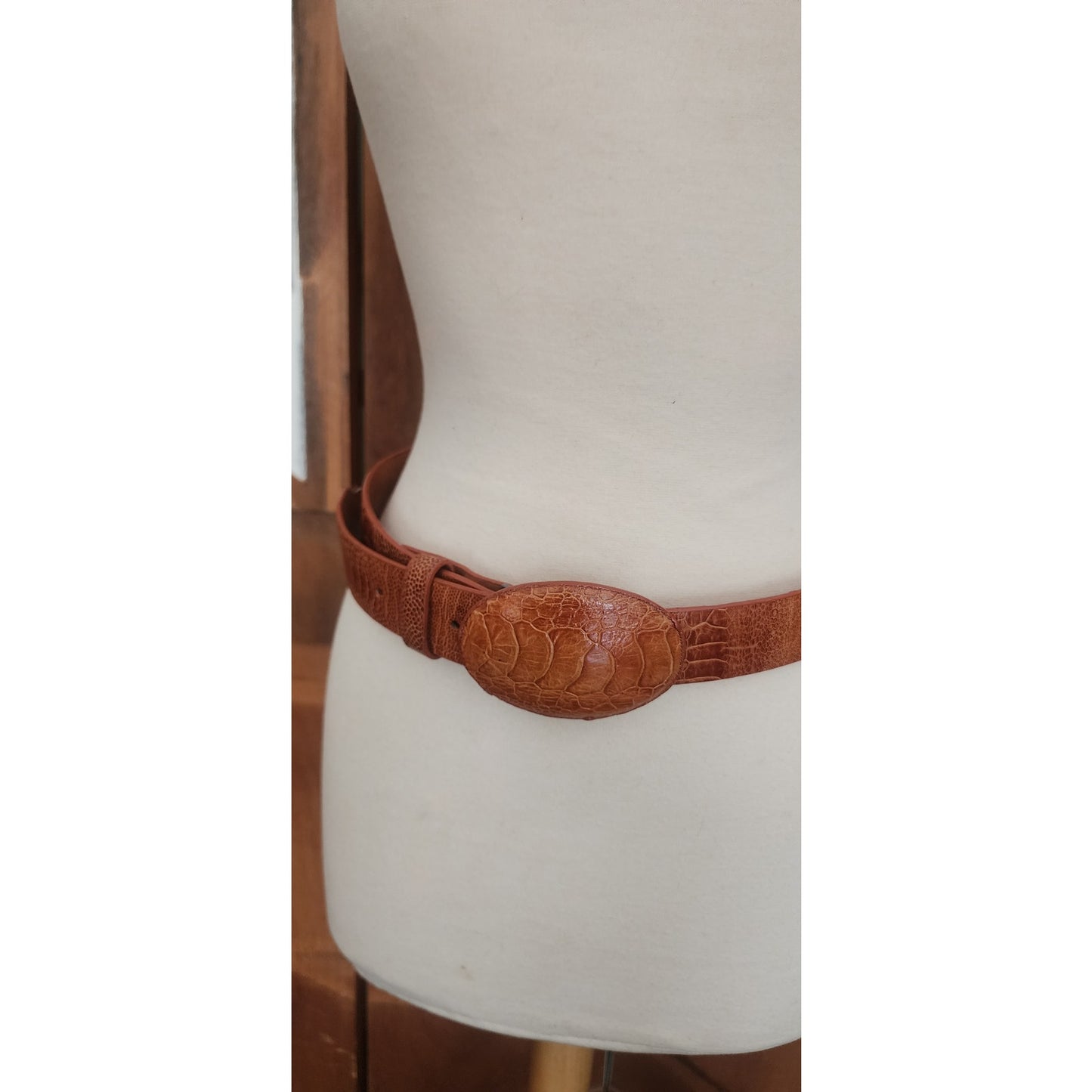 Vintage 2000s Alligator Leather Belt Unisex Los Altos Caiman Lizard Skin Country Western Oryx