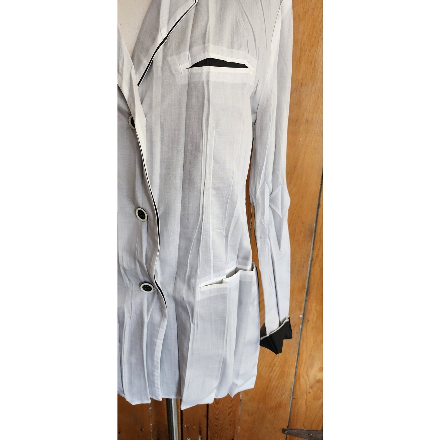 Vintage Issey Miyake Blazer White Crinkled Texture Y2K Med