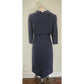 Vintage 1950s Dress + Jacket Suit Set Navy Blue Polkadot Wool Silk / M