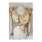 Victorian Ball Gown Bodice Top Jacket Puff Ruffled Sleeves Cream Silk Lace Embroidery 1880s 1890s
