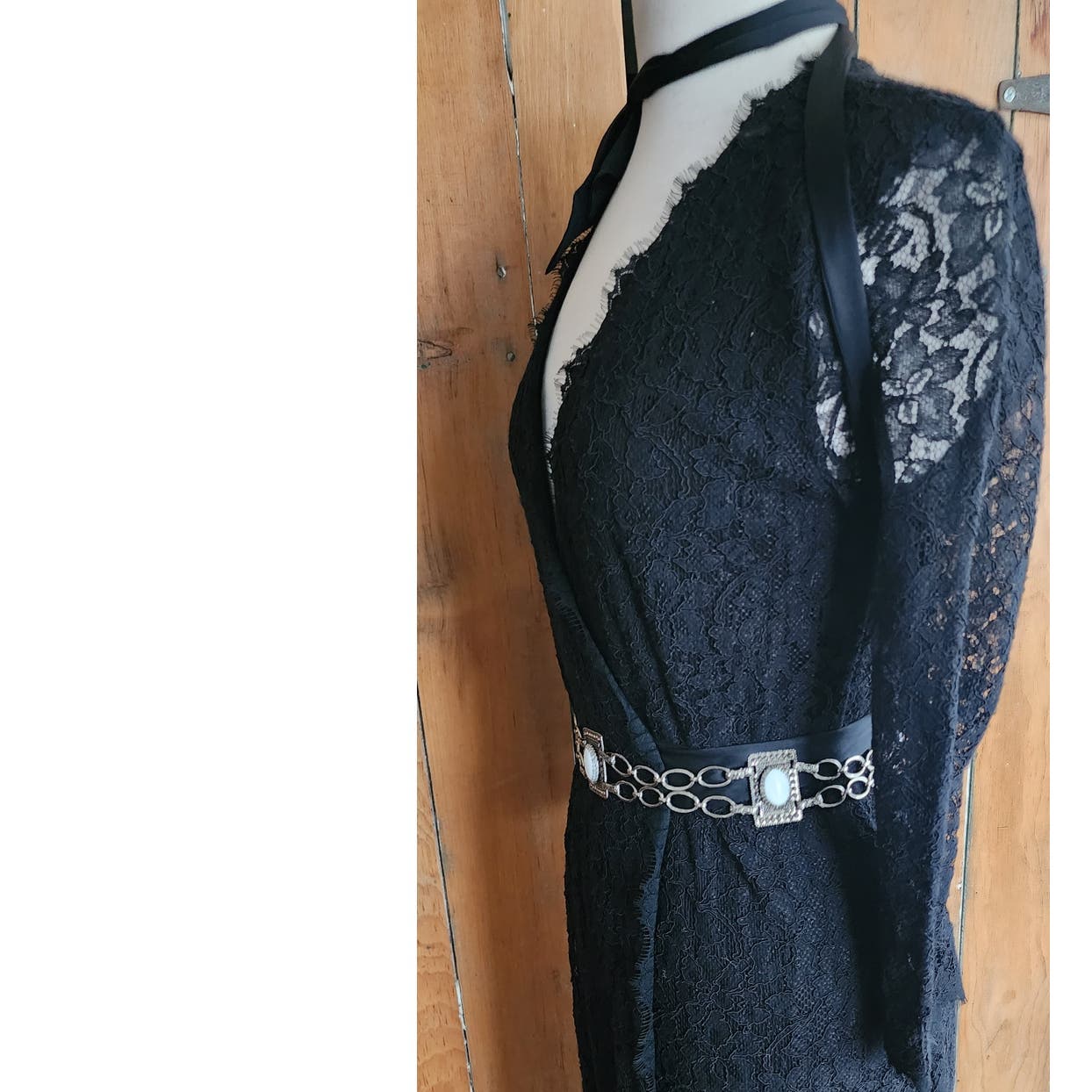 Vintage 60s Chain Belt Silver Link White Enamel